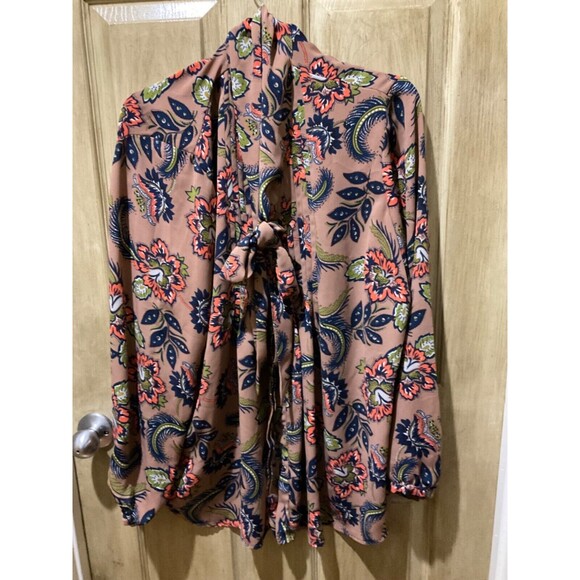 Lands End Top Womens Size 18 Floral Botanical Boho Blouse Size 18 - Picture 6 of 7